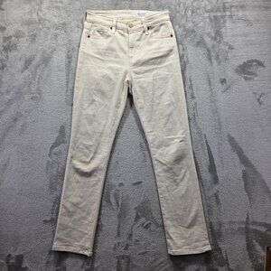 AG Mari Crop Jeans Womens 26 Ivory High-Rise Slim Straight Cropped Stretch Ecru